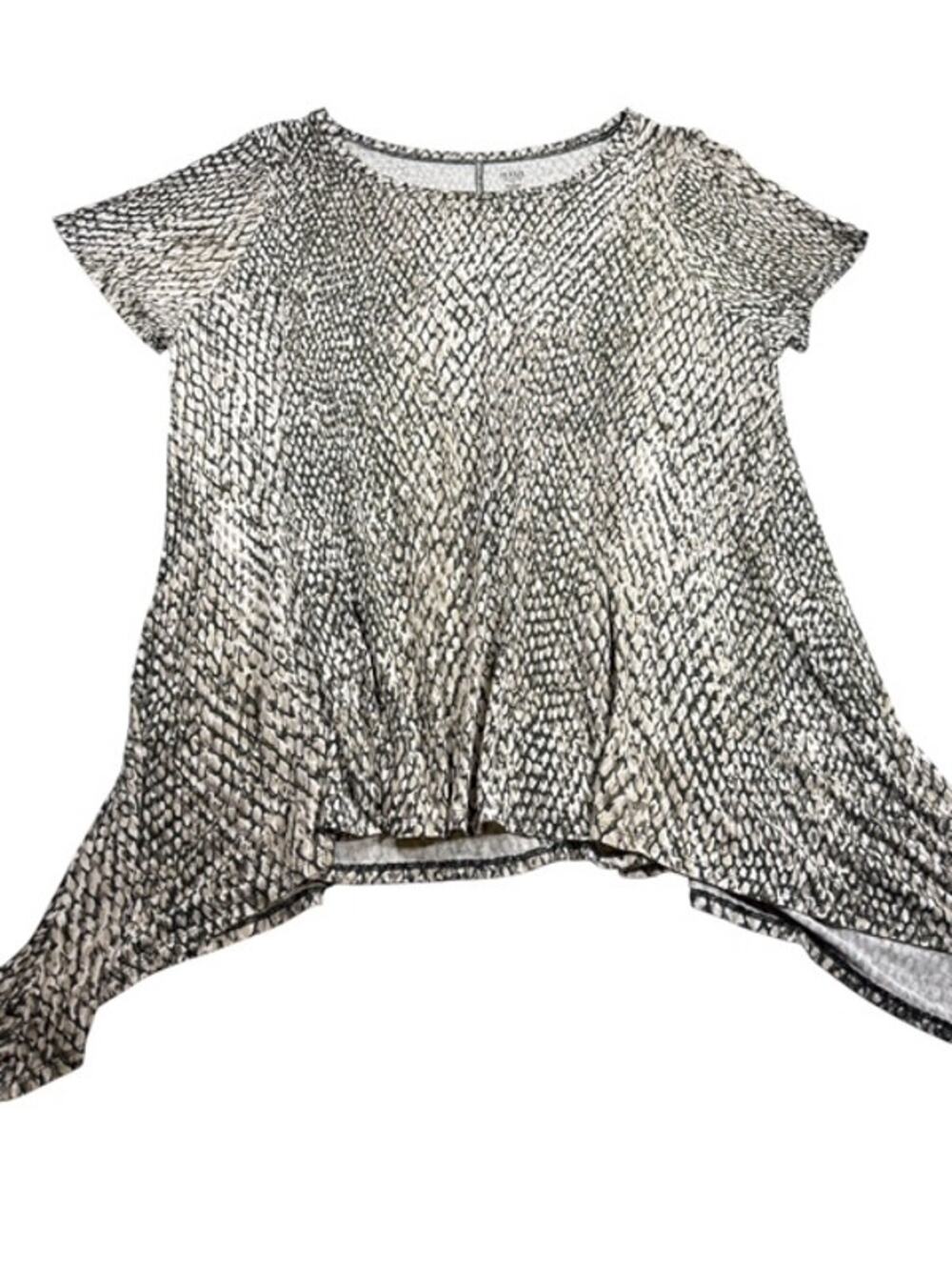 ANA A New Approach Geometric Short Sleeve Sharkbite Asymmetrical Top Women's 1X